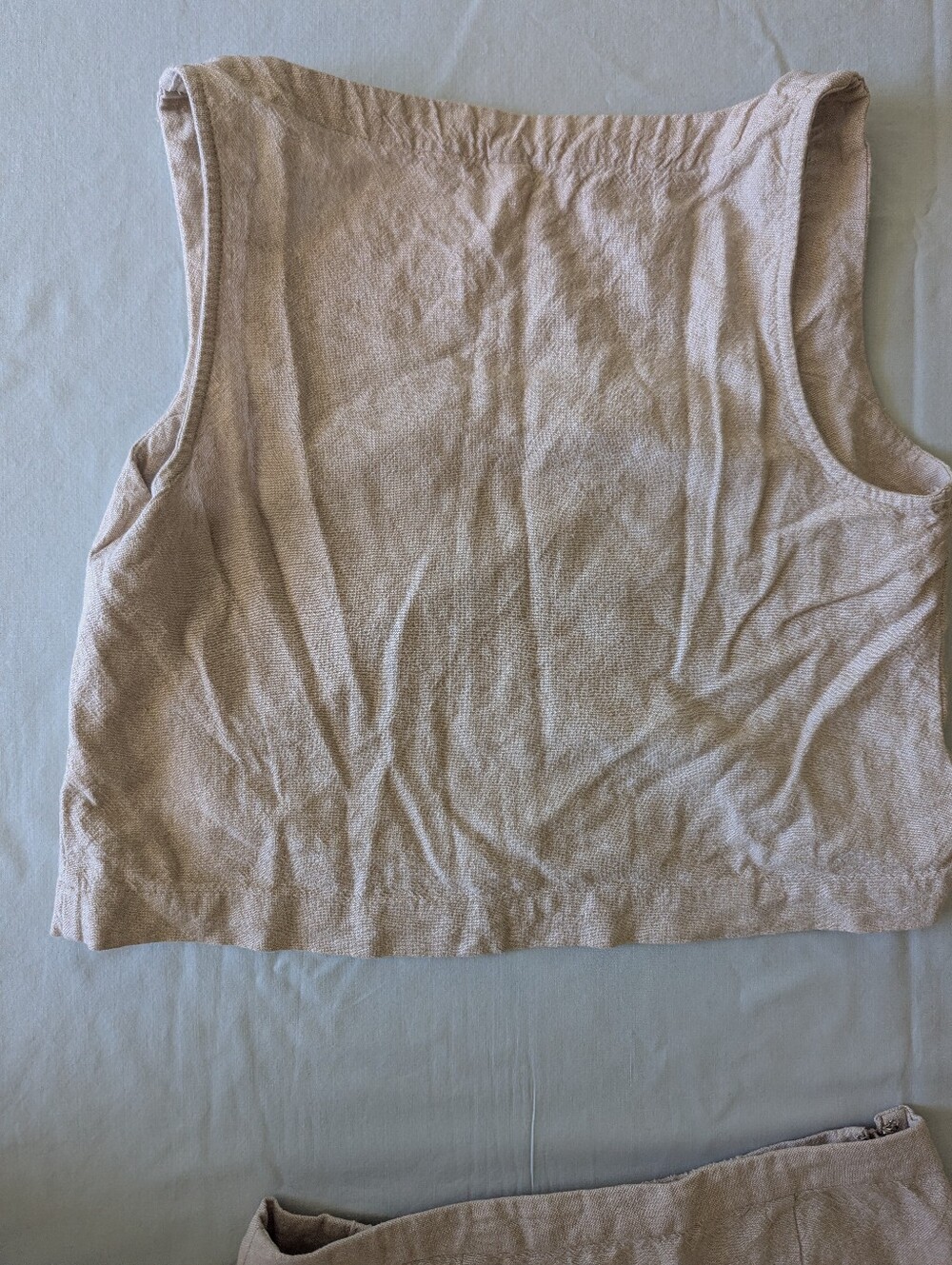 Two-piece Natural Linen Blend Maxi Skirt And Square Neck Top Set - Picture 12 of 16